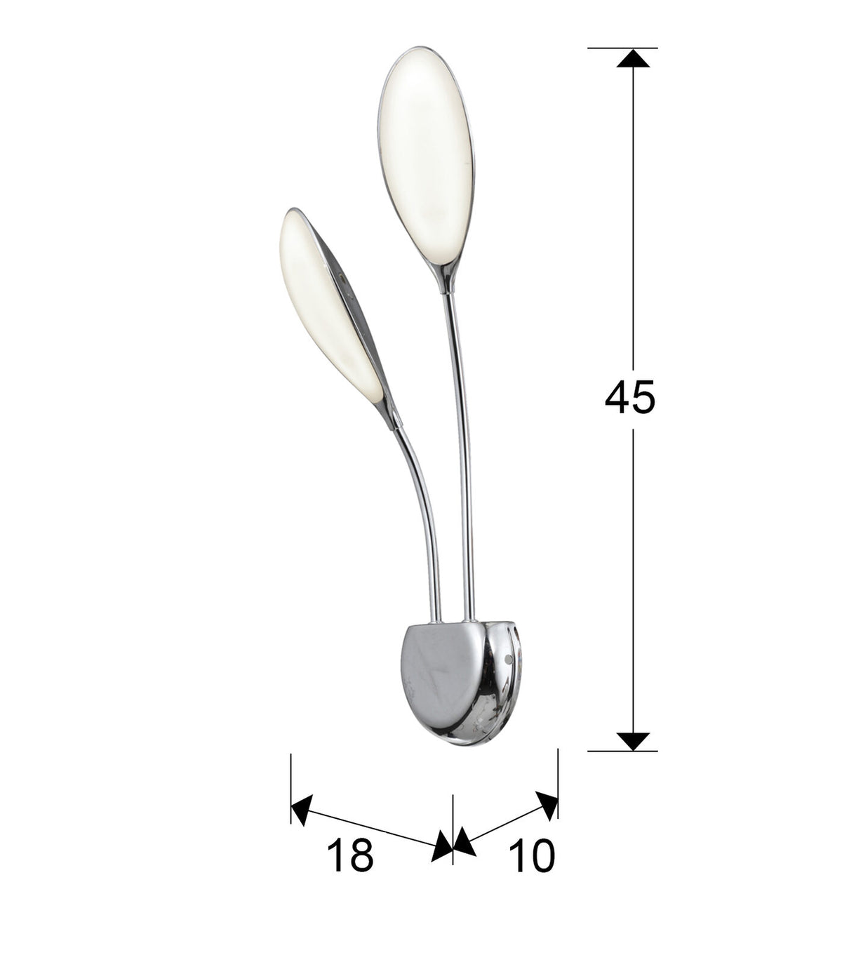 Aplique LED Lucila 2 luces cromo - medidas