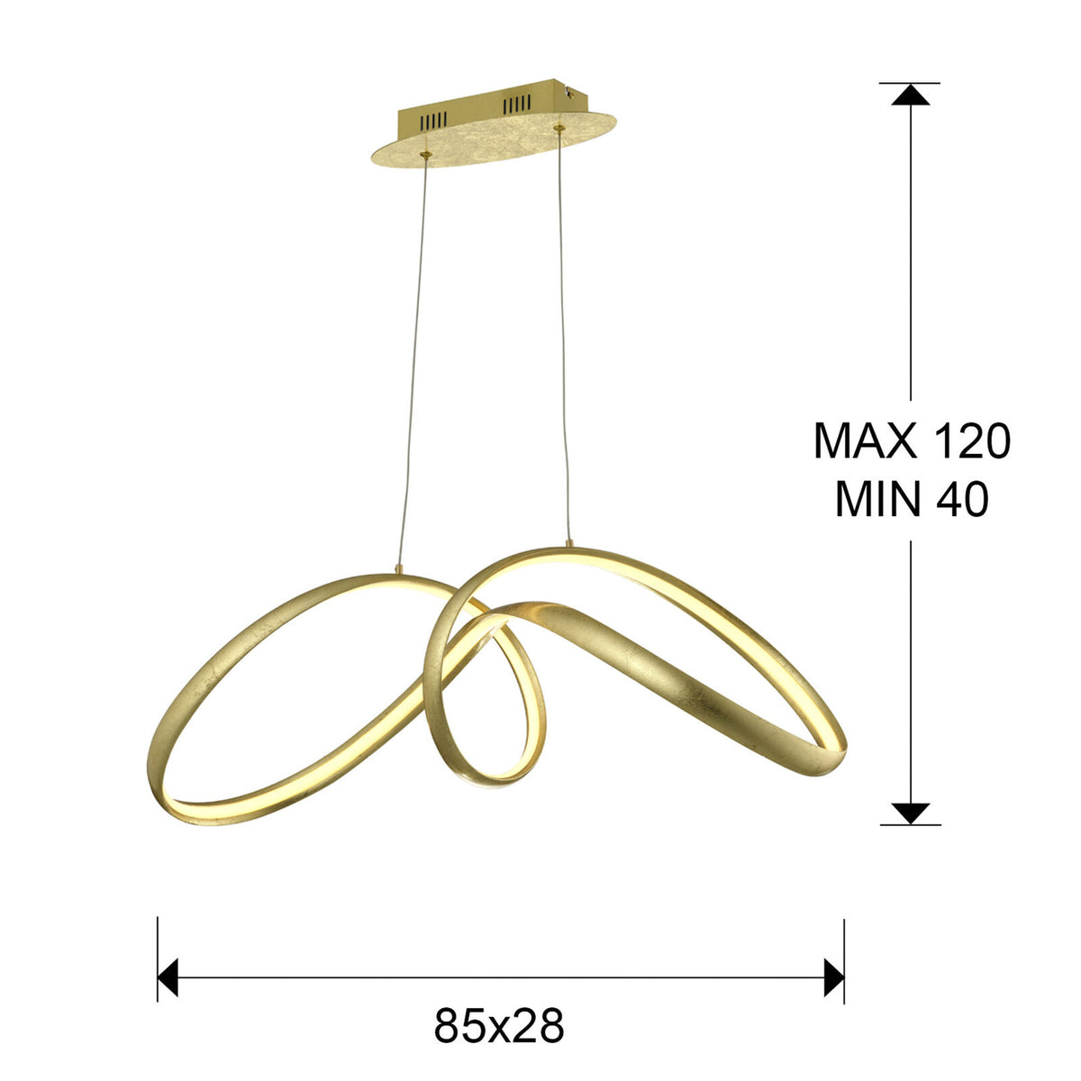 Lámpara de techo Lia LED pan de oro - medidas