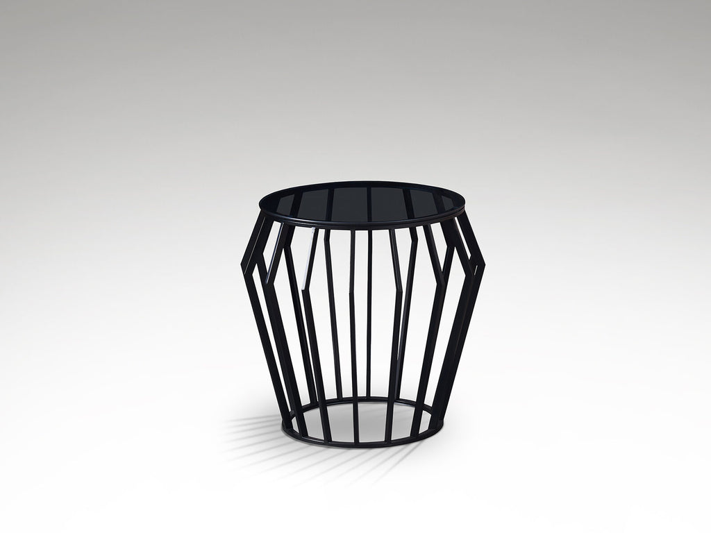 Mesa auxiliar velador Ciros negro mate y cristal smoke