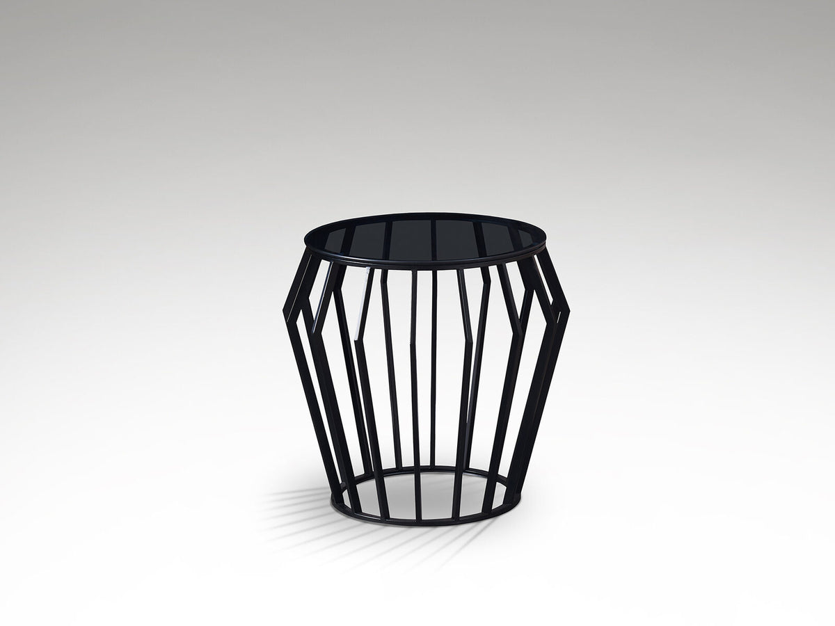 Mesa auxiliar velador Ciros negro mate y cristal smoke