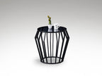 Mesa auxiliar velador Ciros negro mate y cristal smoke