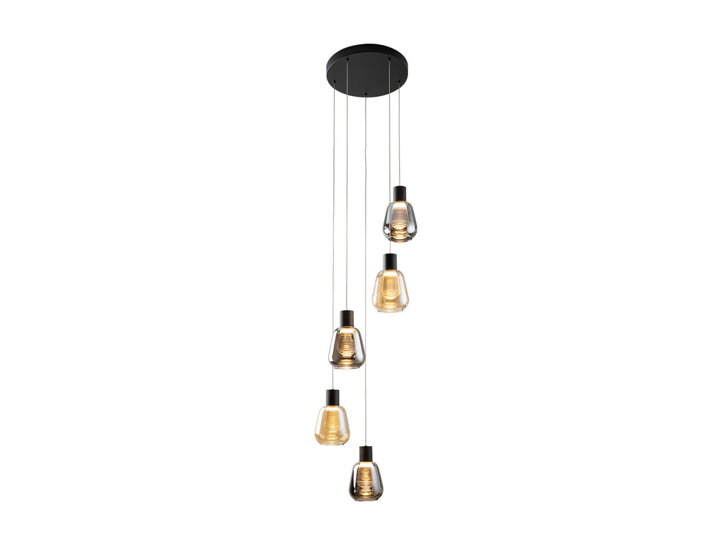 Lámpara de techo Carisa 5 luces Ø40 negro y ámbar (i3)