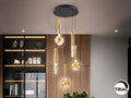 Lámpara de techo Essenza 5 luces negro y dorado
