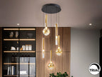 Lámpara de techo Essenza 5 luces negro y dorado
