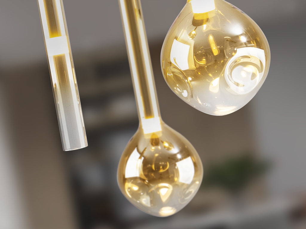 Lámpara de techo Essenza 5 luces negro y dorado