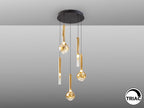 Lámpara de techo Essenza 5 luces negro y dorado