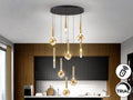 Lámpara de techo Essenza 9 luces negro y dorado