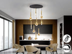 Lámpara de techo Essenza 9 luces negro y dorado