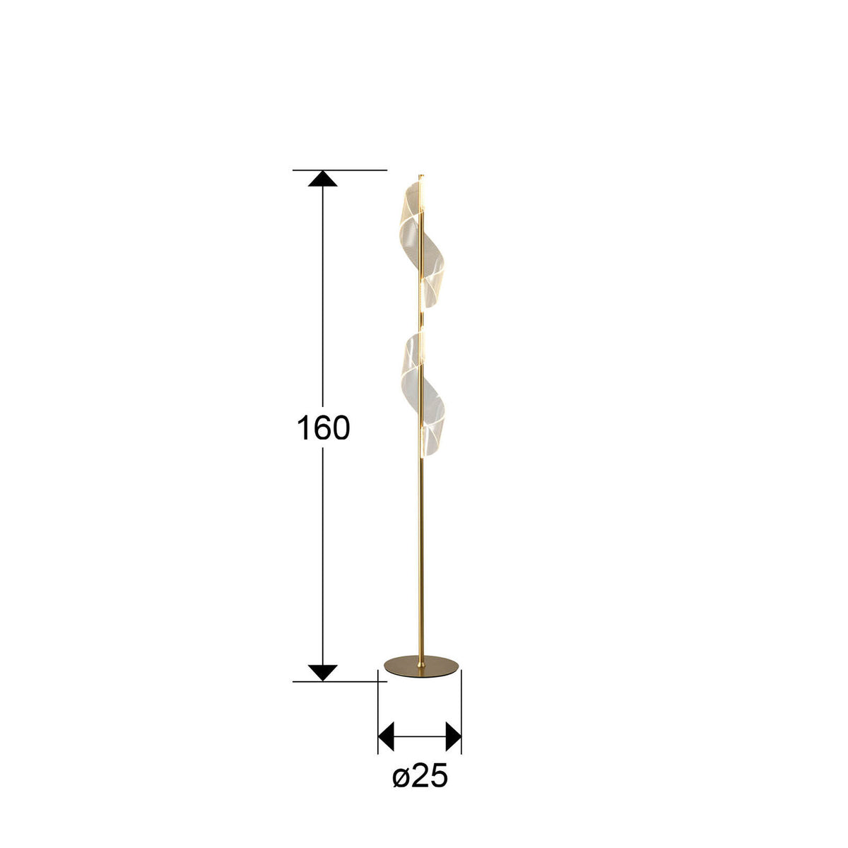 Lámpara de pie Velas LED oro mate - medidas