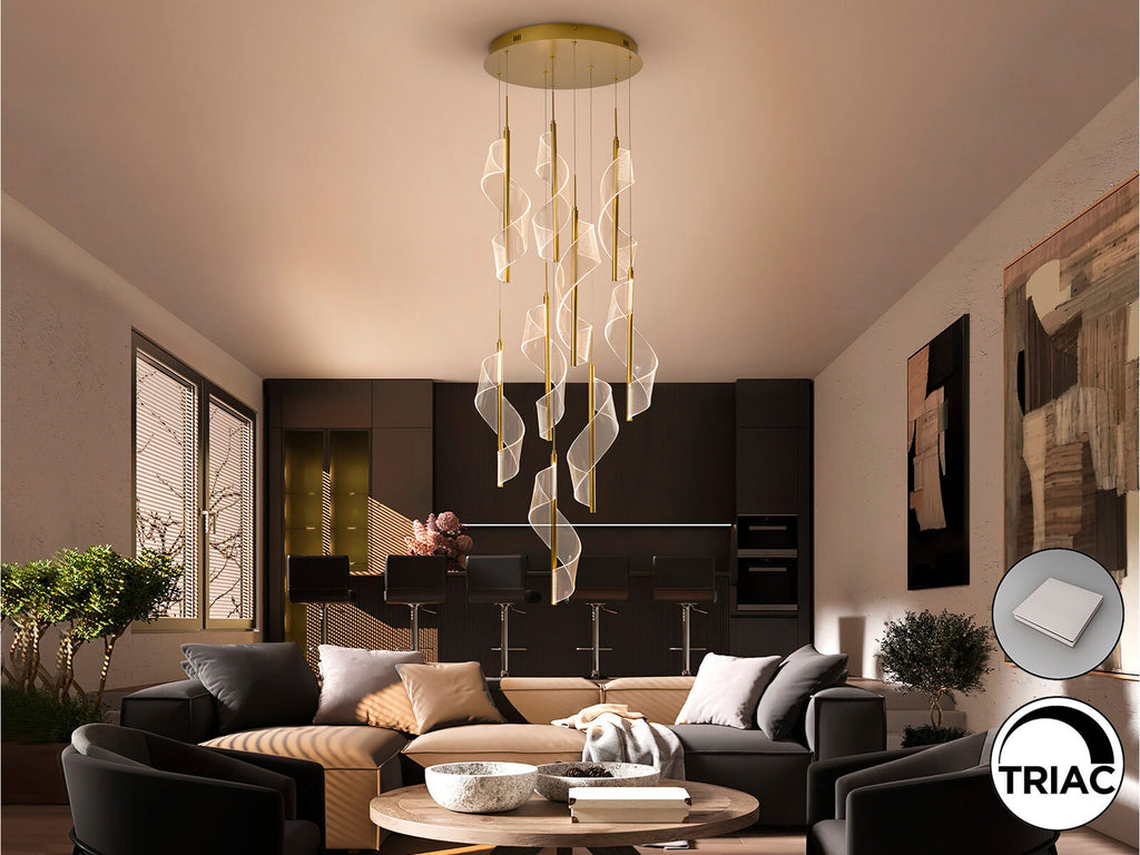 Lámpara de techo Velas 9 luces oro mate dimable