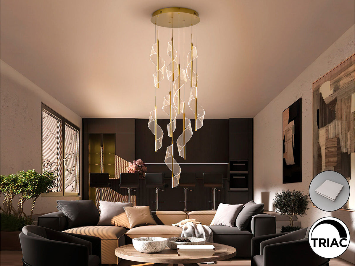 Lámpara de techo Velas 9 luces oro mate dimable