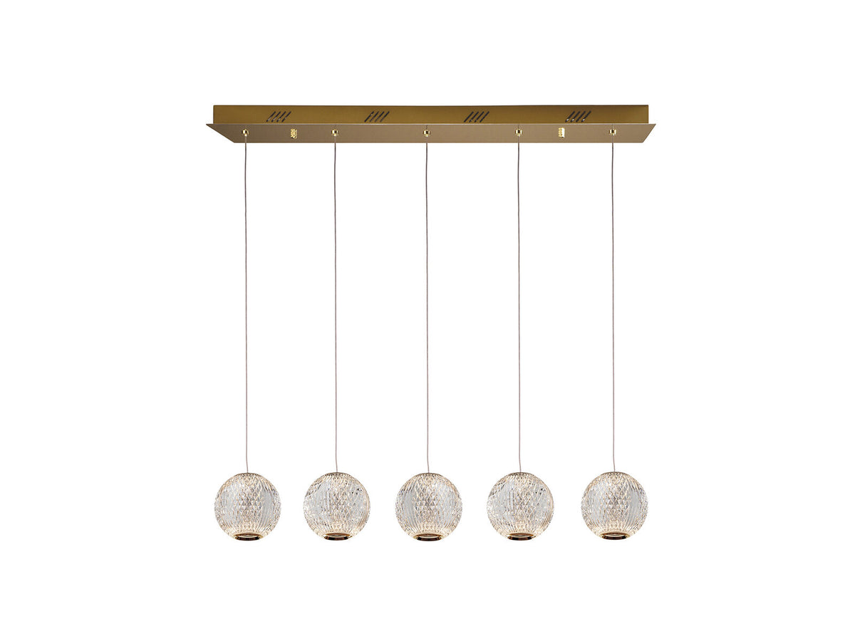 Lámpara de techo Austral 5 luces oro 96 cm
