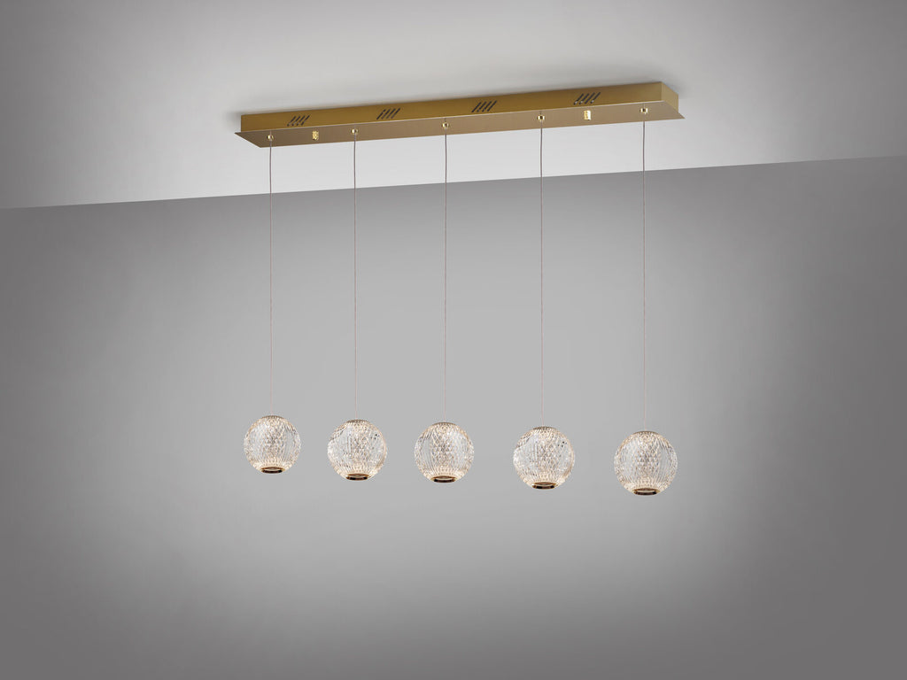 Lámpara de techo Austral 5 luces oro 96 cm
