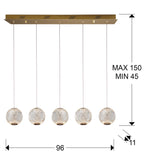 Lámpara de techo Austral 5 luces oro 96 cm - medidas