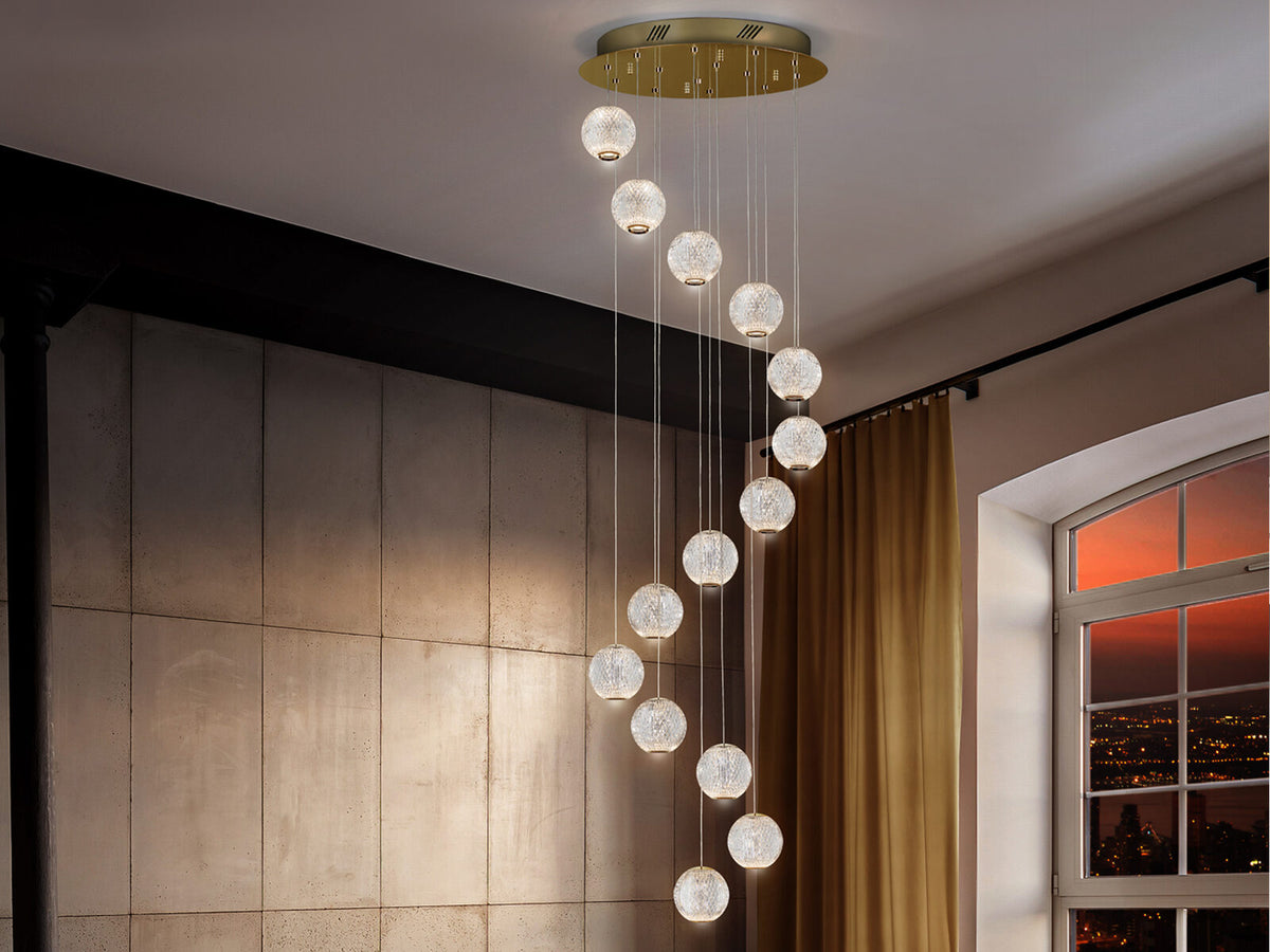 Lámpara de techo Austral 14 luces oro Ø50