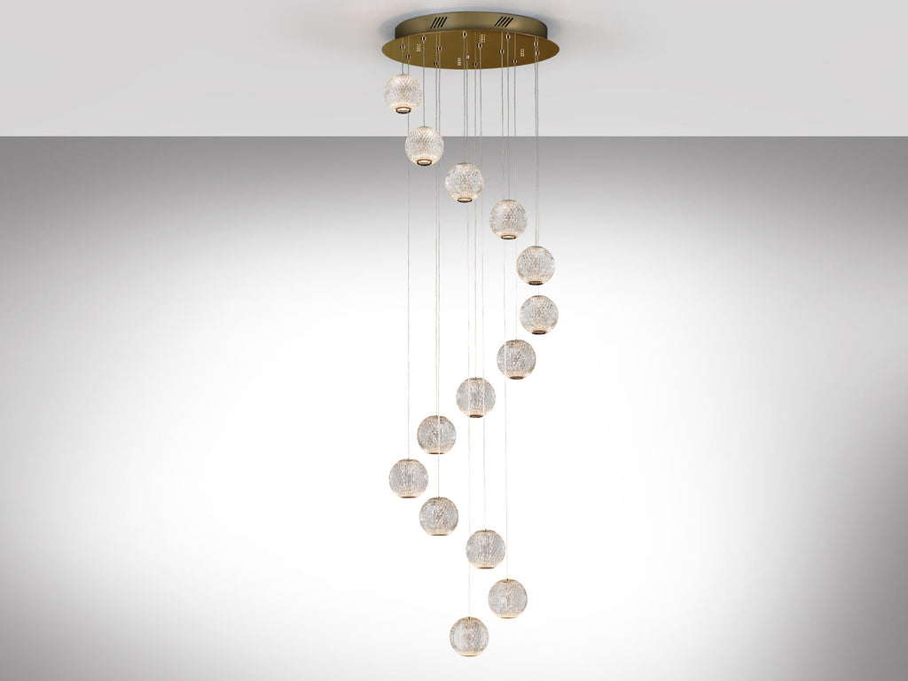 Lámpara de techo Austral 14 luces oro Ø50