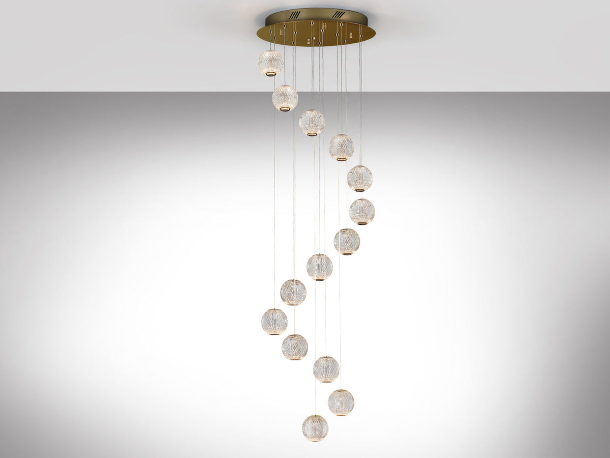 Lámpara de techo Austral 14 luces oro Ø50