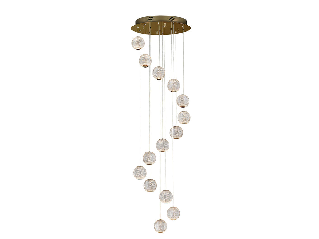 Lámpara de techo Austral 14 luces oro Ø50
