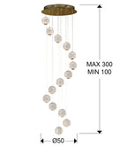 Lámpara de techo Austral 14 luces oro Ø50 - medidas