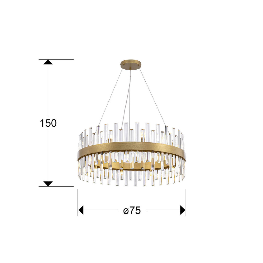 Lámpara de techo Grace 18 luces oro Ø75 - medidas
