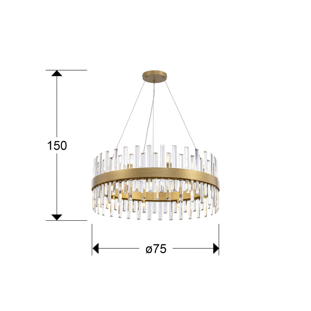 Lámpara de techo Grace 18 luces oro Ø75 - medidas