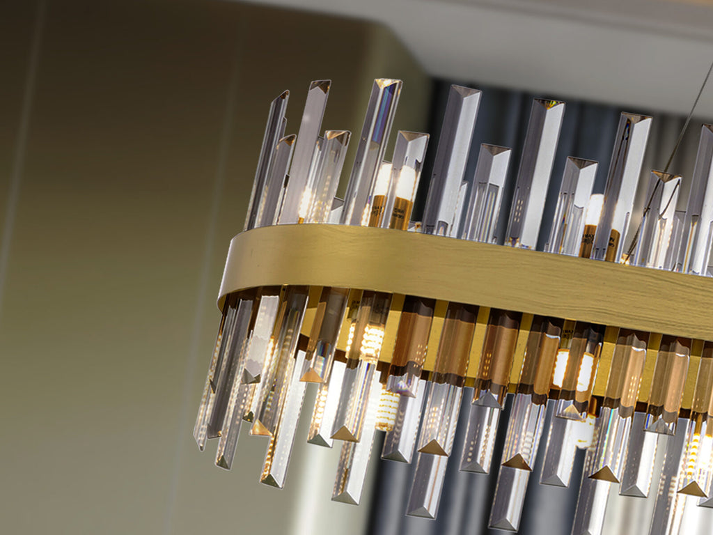 Lámpara de techo grande Grace 28 luces ovalada oro