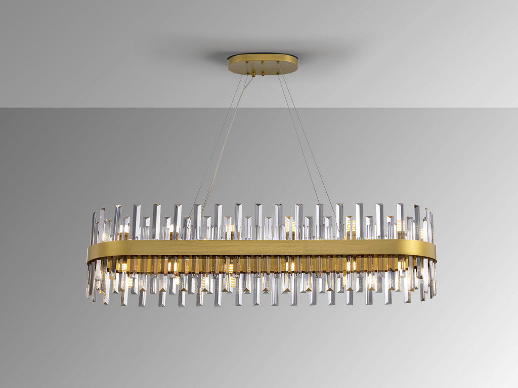 Lámpara de techo grande Grace 28 luces ovalada oro