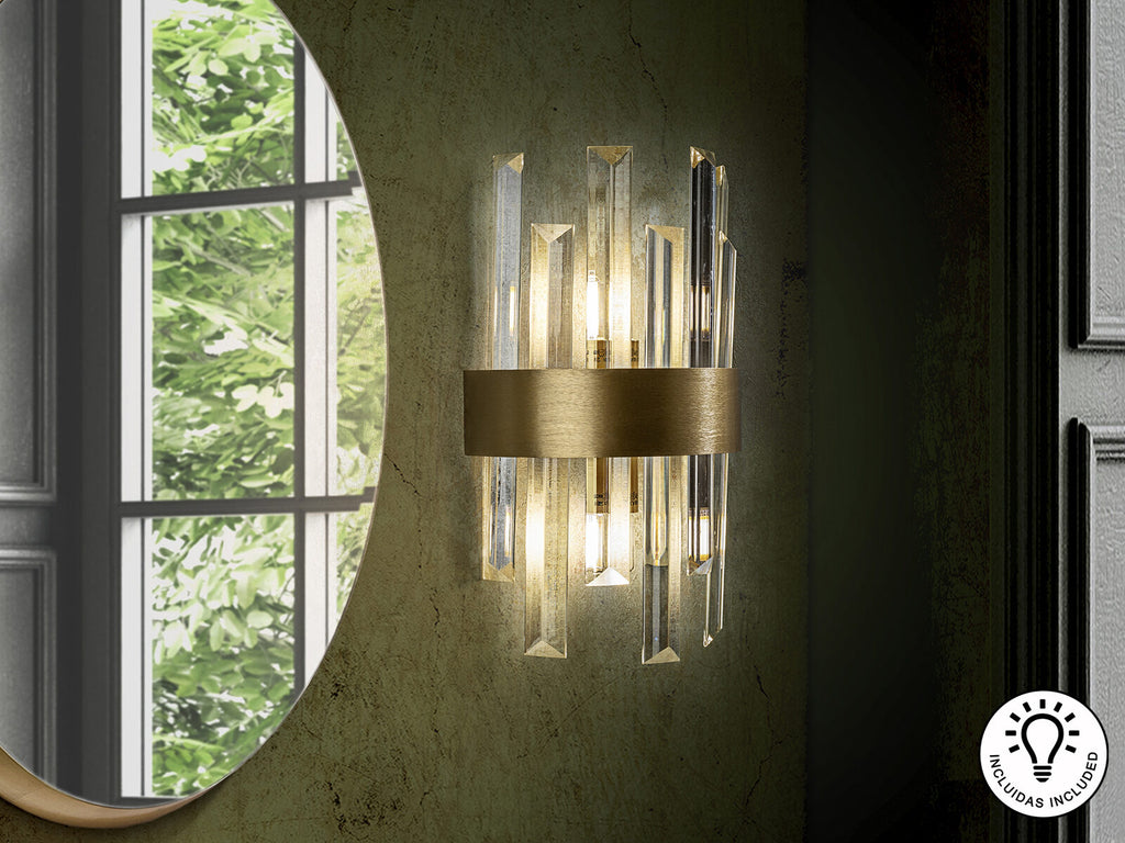 Aplique Grace 2 luces oro cepillado
