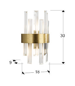 Aplique Grace 2 luces oro cepillado - medidas