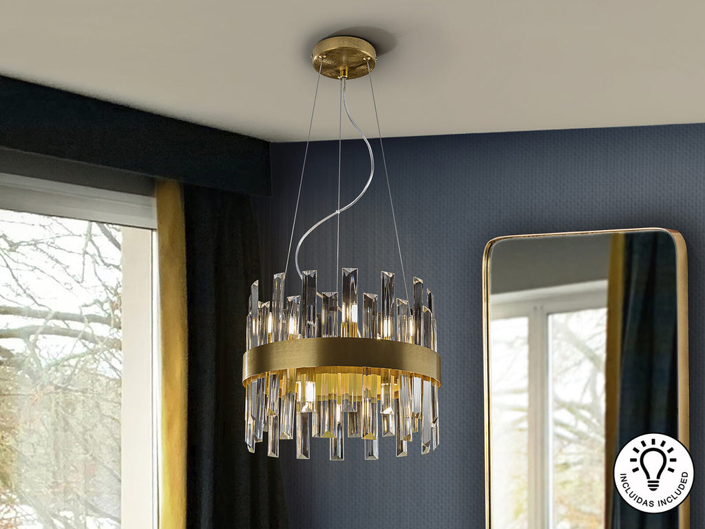 Lámpara de techo Grace 10 luces oro Ø35
