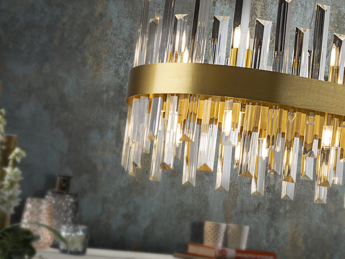 Lámpara de techo Grace ovalada 20 luces oro