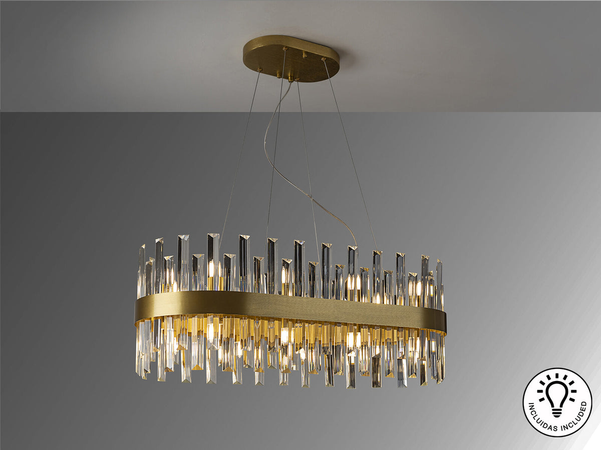 Lámpara de techo Grace ovalada 20 luces oro