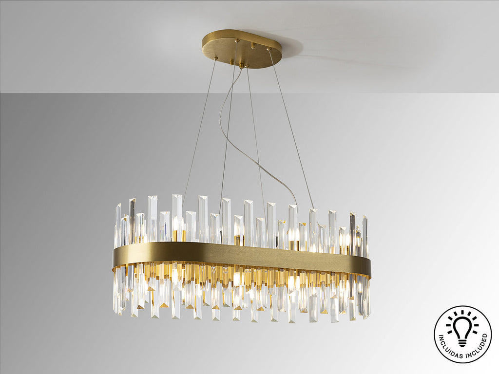 Lámpara de techo Grace ovalada 20 luces oro