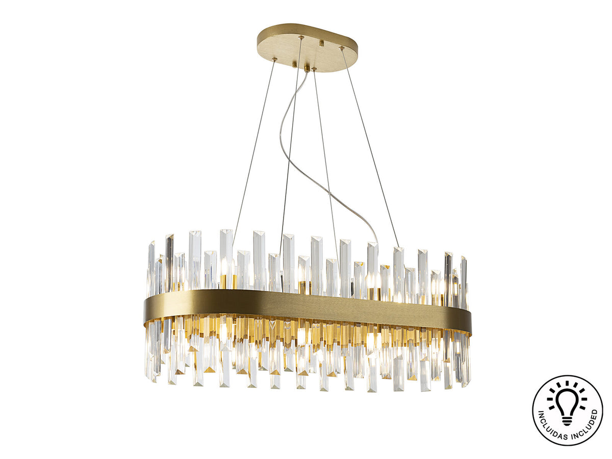 Lámpara de techo Grace ovalada 20 luces oro