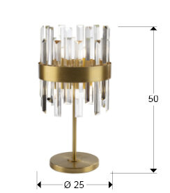 Lámpara de mesa Grace 6 luces oro - medidas
