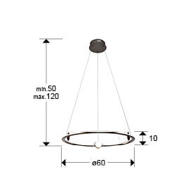 Lámpara de techo Tirsa LED bronce Ø60 dimable - medidas