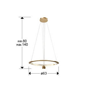 Lámpara de techo Orane LED dorado Ø63 - medidas