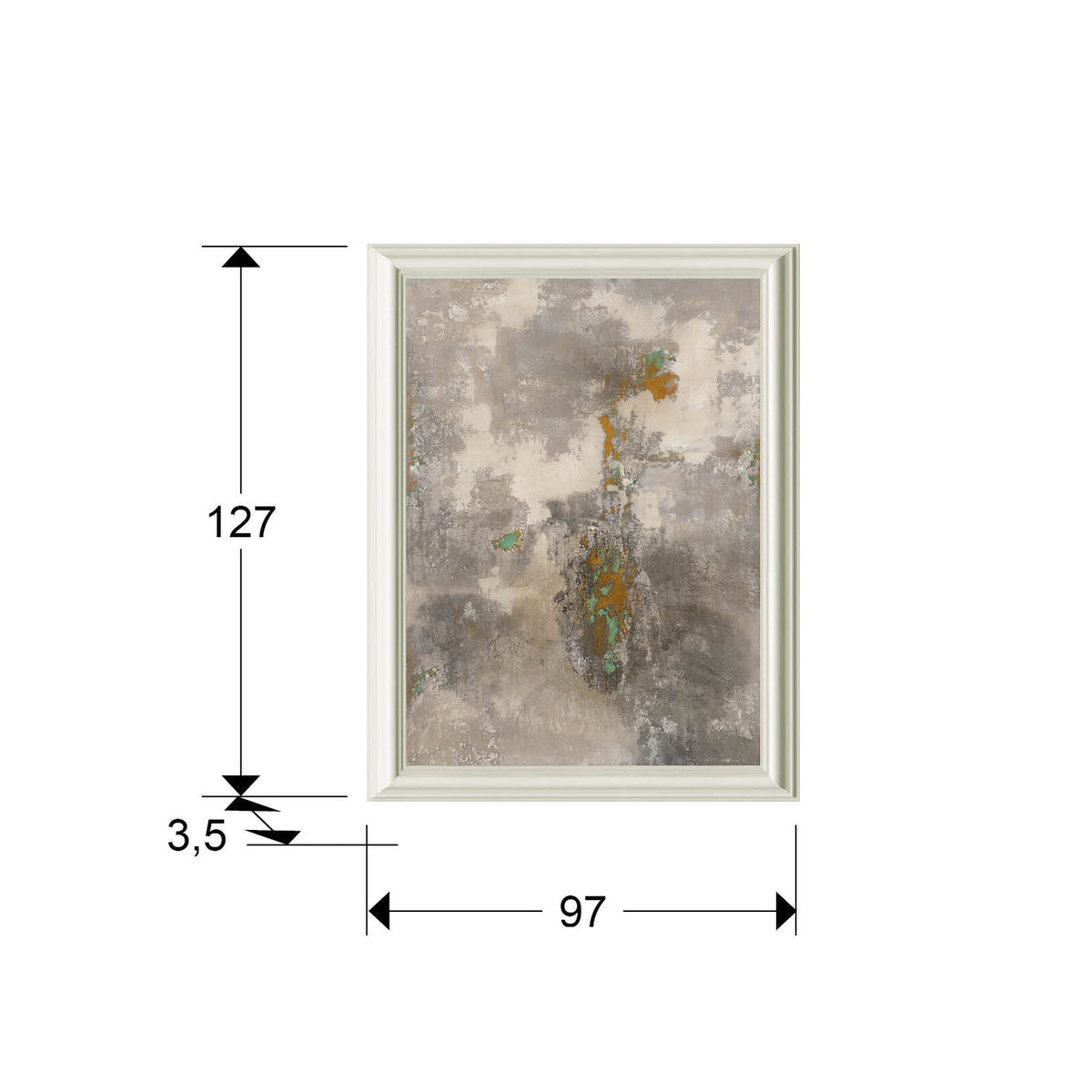 Cuadro pintado a mano Matiz 97 × 127 cm marco blanco - medidas