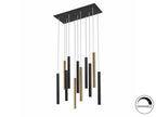 Lámpara de techo Varas 11 luces oro y negro