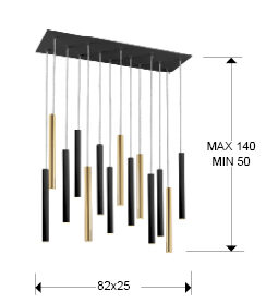 Lámpara de techo Varas 14 luces - medidas