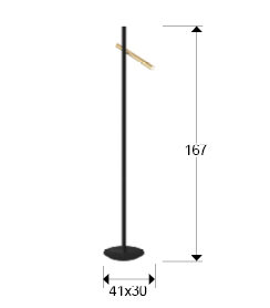 Lámpara de pie Varas 2 luces oro y negro - medidas