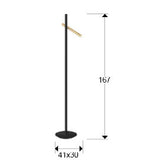 Lámpara de pie Varas 2 luces oro y negro - medidas
