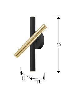 Aplique LED Varas 3 luces - medidas
