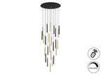 Lámpara de techo grande Varas 25 luces redonda oro y negro con mando