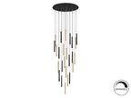 Lámpara de techo grande Varas 25 luces redonda oro y negro