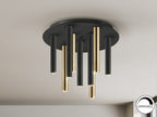 Plafón LED Varas 9 luces oro y negro dimable