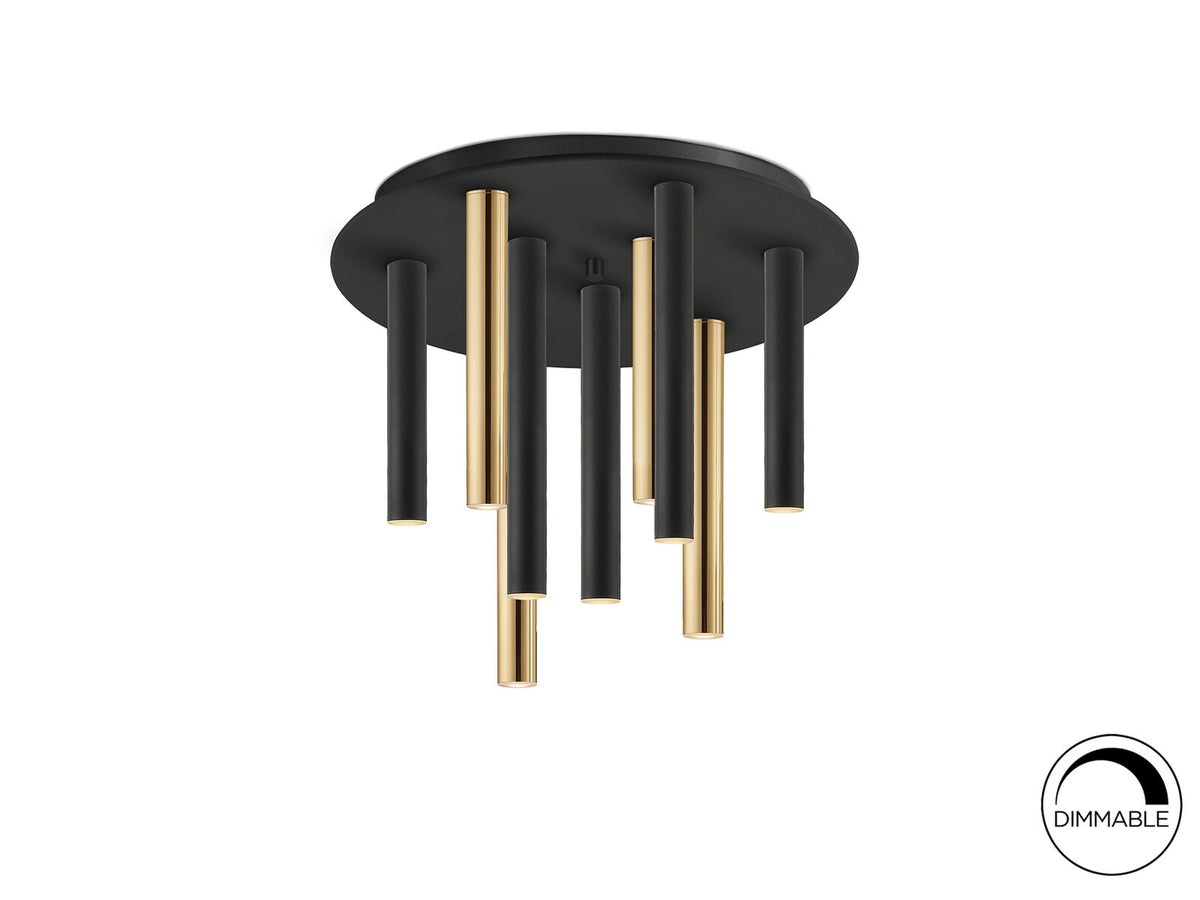 Plafón LED Varas 9 luces oro y negro dimable