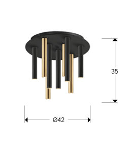 Plafón LED Varas 9 luces oro y negro dimable - medidas