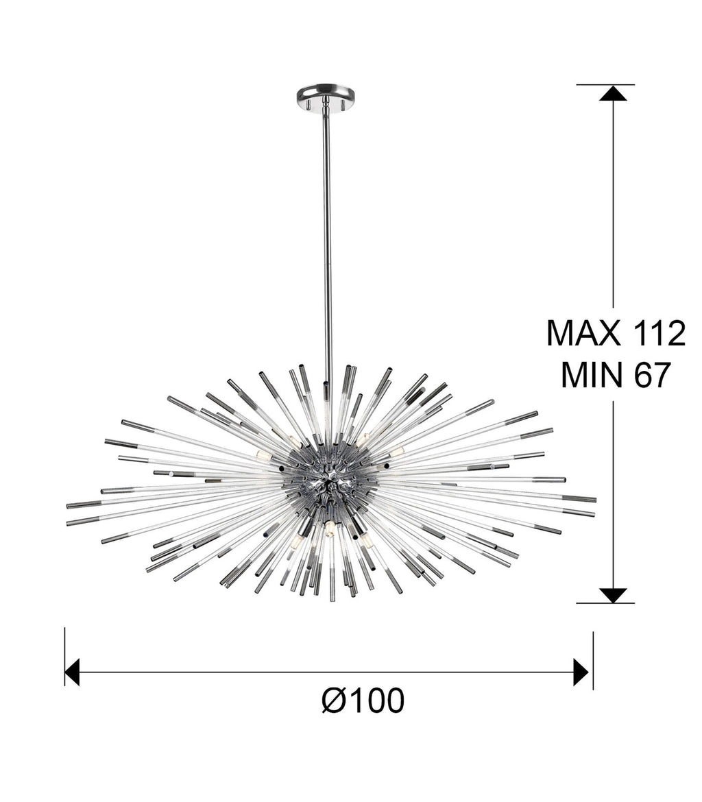 Lámpara de techo Evasión 9 luces - medidas