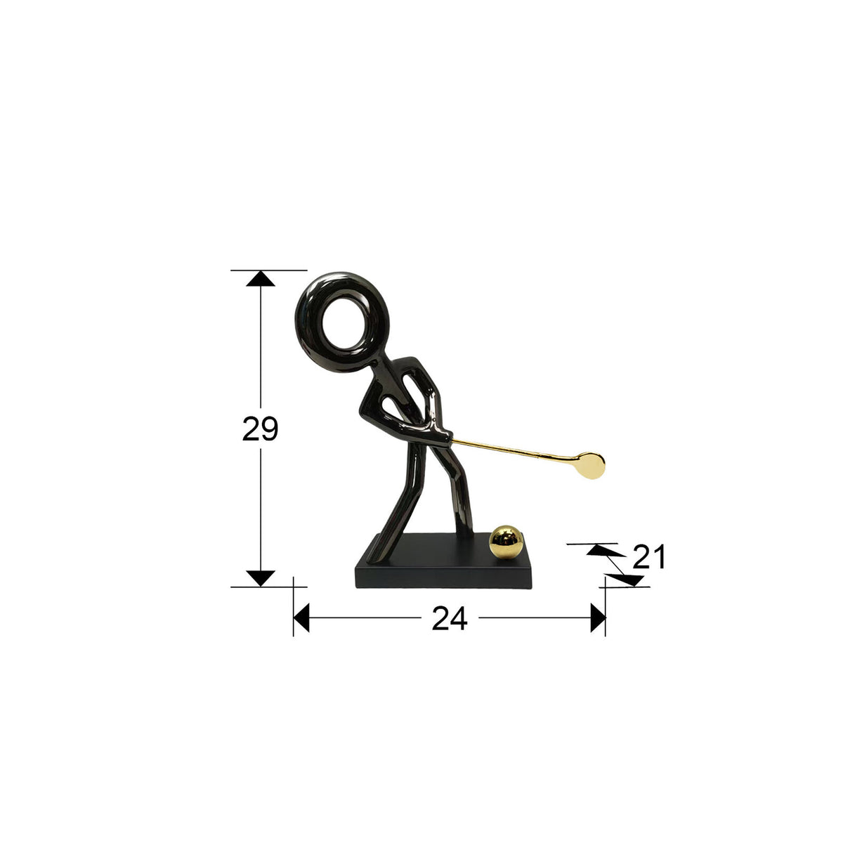 Figura decorativa Golf negro y oro - medidas